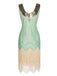 Back view: 1920s 1920s Sequined Tassel V-Neck Dress, perfect for retro themed parties, vintage fashion enthusiasts and special occasions