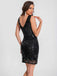 This 1920s Sheer Neckline Floral Pattern Sequin Dress wraps her in 1920s elegance, one twirl at a time