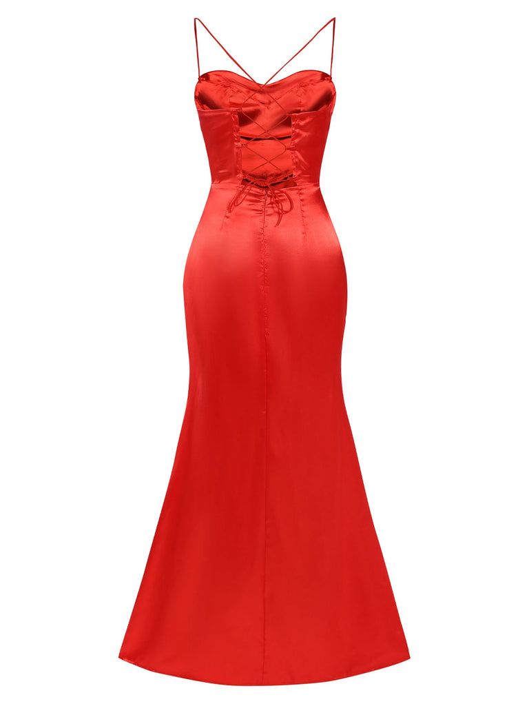 1920s Solid Lace-Up High Slit Dress, vintage dress, retro fashion, Gatsby party, flapper style - perfect for women who love vintage and retro fashion