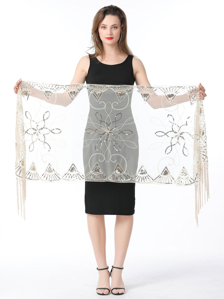 1920s Tassel Sequined Mesh Cape - vintage fashion, retro style