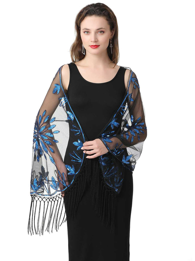 1920s Tassel Sequined Mesh Cape - vintage fashion, retro style
