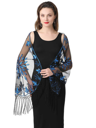 1920s Tassel Sequined Mesh Cape - vintage fashion, retro style