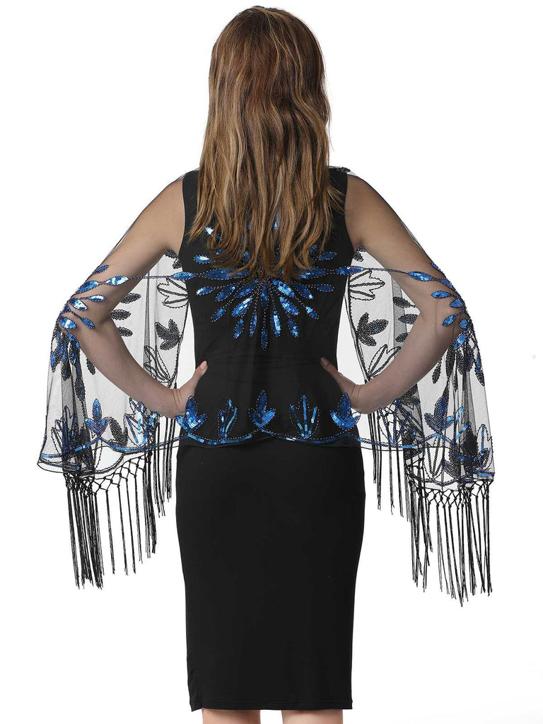 1920s Tassel Sequined Mesh Cape - vintage fashion, retro style