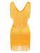 This 1920s V-Neck Fringe Solid Sleeveless Dress wraps her in 1920s elegance, one twirl at a time