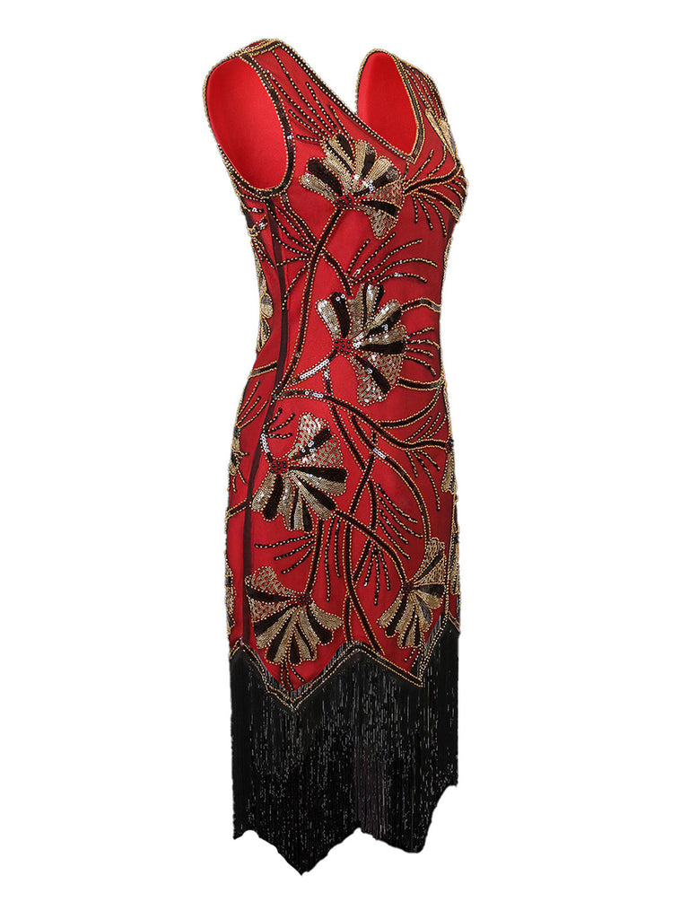 1920s V-Neck Sequined Beading Flapper Dress - vintage dress, retro fashion, Gatsby party
