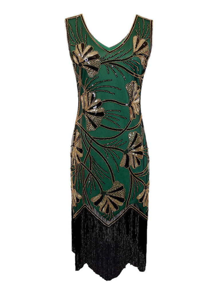 1920s V-Neck Sequined Beading Flapper Dress - vintage dress, retro fashion, Gatsby party
