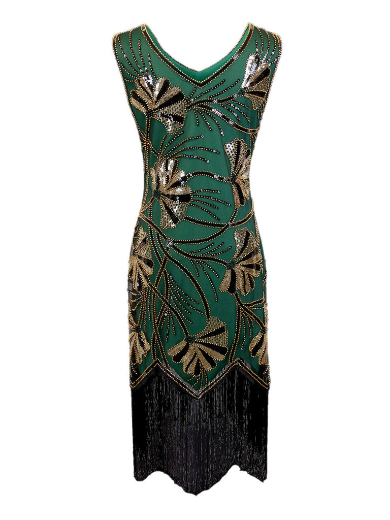 1920s V-Neck Sequined Beading Flapper Dress - vintage dress, retro fashion, Gatsby party