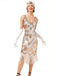 1920s V-Neck Sequined Fringe Evening Dress — the kind of 1920s dress that makes strangers smile