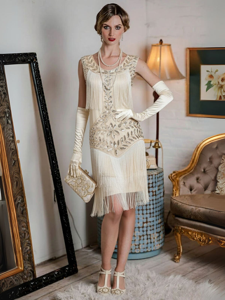 She slips into this 1920s V-Neck Sequined Mesh Mermaid Dress and suddenly it's a 1920s daydream