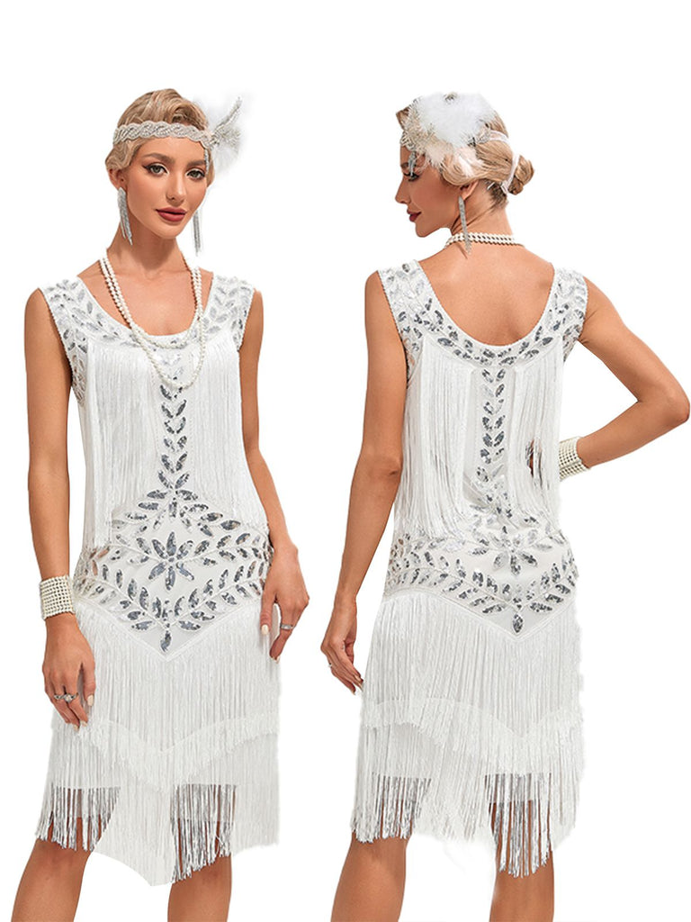 1920s V-Neck Sequined Mesh Mermaid Dress — vintage elegance for the modern woman