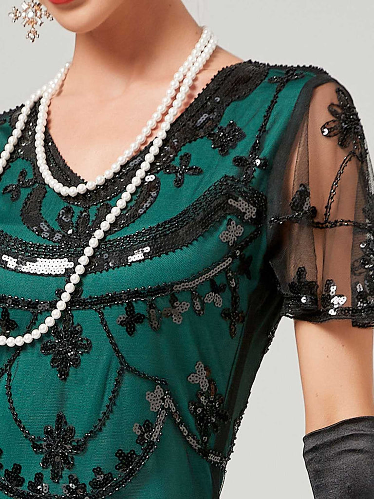 1920s V-Neck Sequined Mesh Mermaid Formal Dress: timeless style reimagined