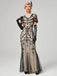 1920s V-Neck Sequined Mesh Mermaid Formal Dress — vintage elegance for the modern woman