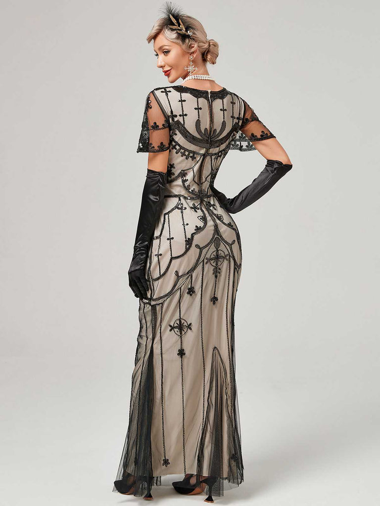 1920s V-Neck Sequined Mesh Mermaid Formal Dress: timeless style reimagined