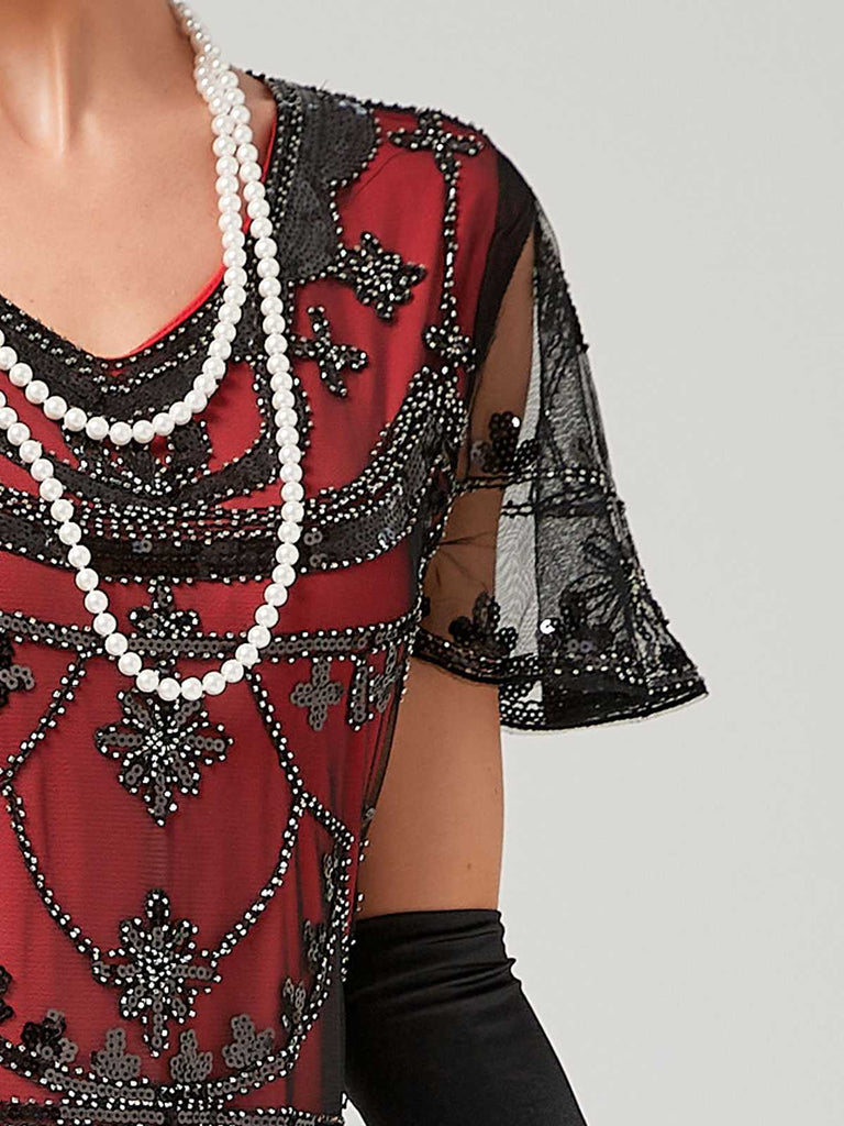 1920s V-Neck Sequined Mesh Mermaid Formal Dress: timeless style reimagined