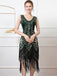1920s V-Neck Sequined Tassel Flapper Sleeveless Dress: where 1920s romance meets her modern spirit