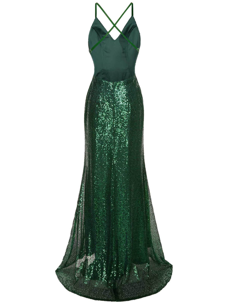 Detail close-up: 1920s 1920s V-Neck Side Slit Sequined Sling Dress, perfect for retro themed parties, vintage fashion enthusiasts and special occasions