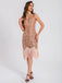 She slips into this 1920s V-Neck Symmetrical Pattern Tassel Sequined Dress and suddenly it's a 1920s daydream