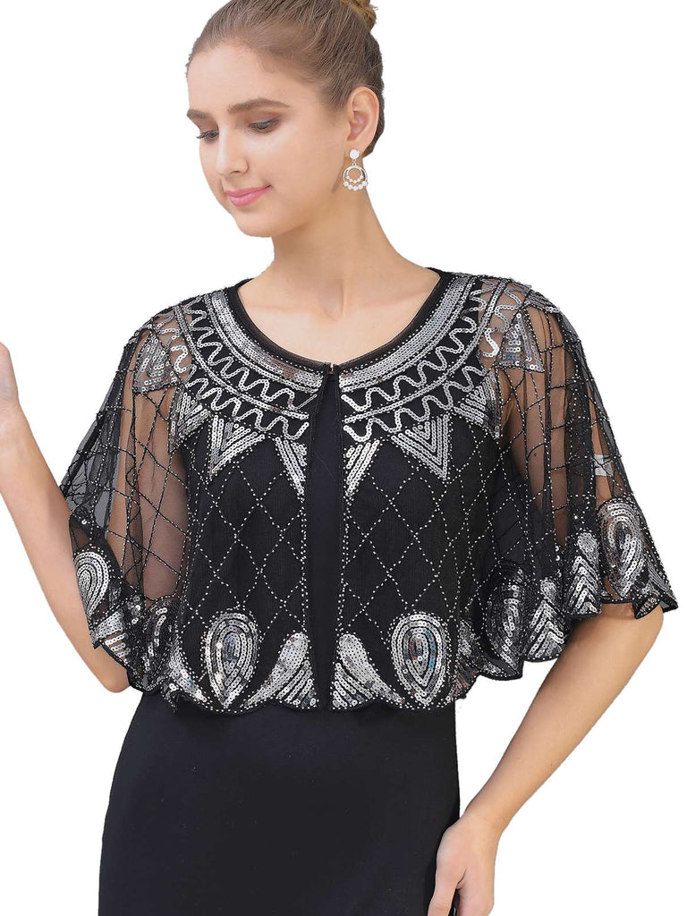1920s Vintage Argyles Sequin Mesh Cape - vintage fashion, retro style