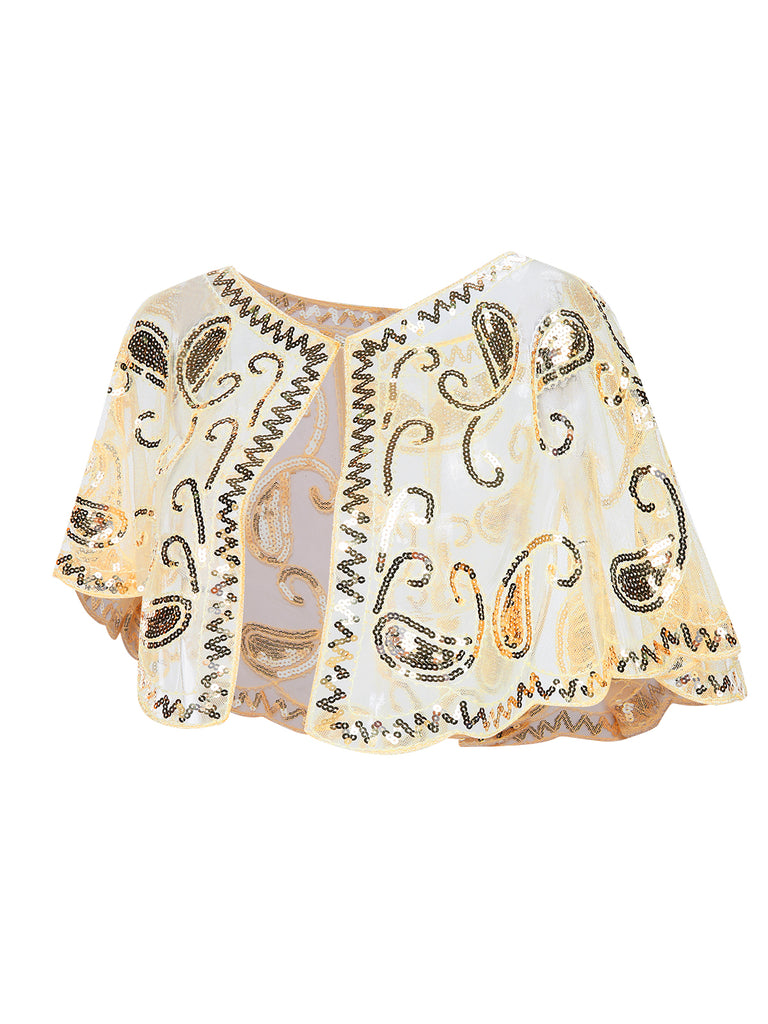 1920s Vintage Cashew Sequin Cape - vintage fashion, retro style