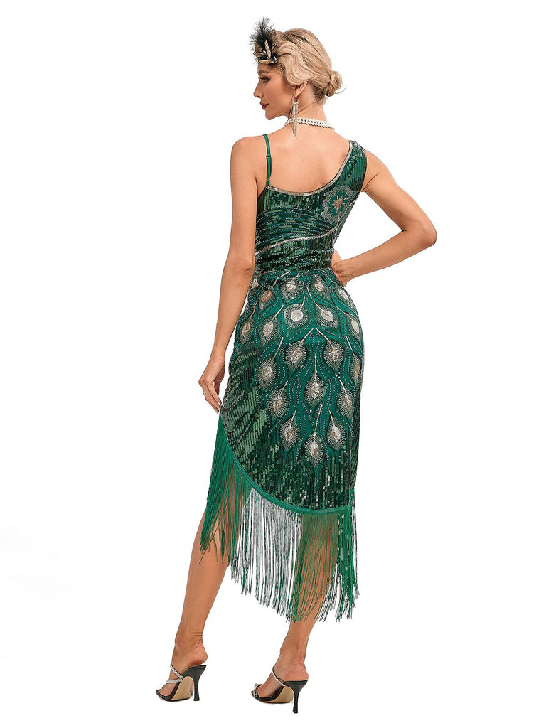 She slips into this 1920s Vintage Fringe Sequined Midi Party Dress and suddenly it's a 1920s daydream
