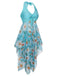 This 1930S Daisy Bow Halter Skirt Swimsuit carries 1930s vacation dreams in every stitch