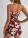 2PCS 1930s Tropical Floral Print Strapless & Shorts Set - vintage fashion, retro style