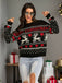 Black 1930s Merry Christmas Reindeer Hearts Sweater - vintage fashion, retro style, classic black