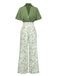 2PCS 1930s Dolman Sleeve Lapel Blouse & Floral Pants - vintage fashion, retro style