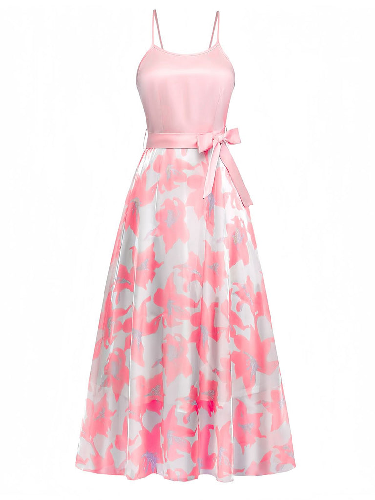 1930s Bow Organza Floral Spaghetti Straps Dress - vintage dress, retro fashion