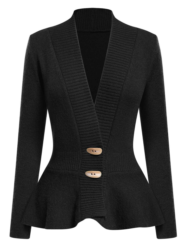 1930s Button Ruffles Hem Knitted Cardigan — 1930s style that transcends decades