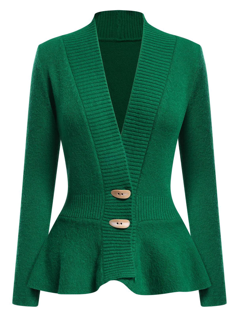 1930s Button Ruffles Hem Knitted Cardigan: timeless 1930s elegance she makes her own