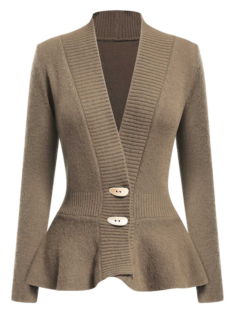 This 1930s Button Ruffles Hem Knitted Cardigan whispers 1930s secrets to those who notice