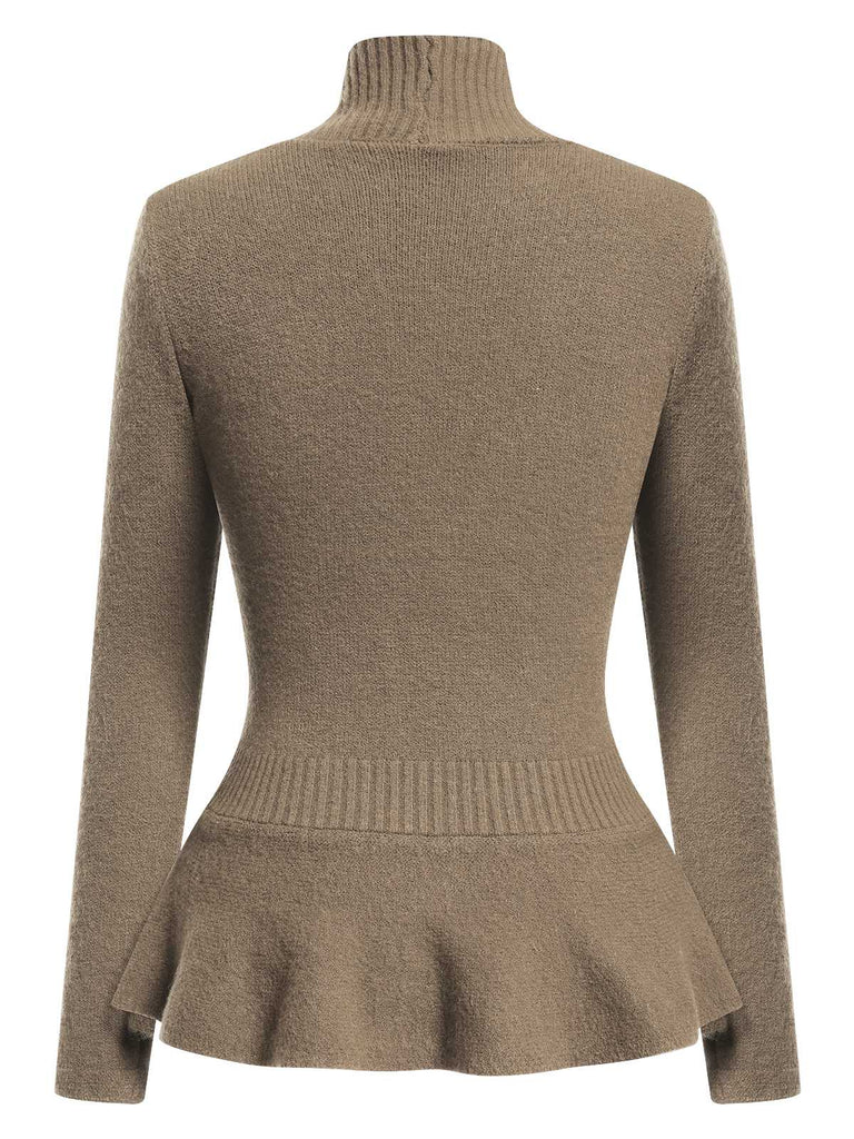 1930s Button Ruffles Hem Knitted Cardigan — 1930s style that transcends decades