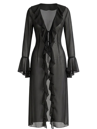 1930s-Chiffon-Sheer-Ruffle-Bell-Sleeve-Cover-Up, vintage, retro
