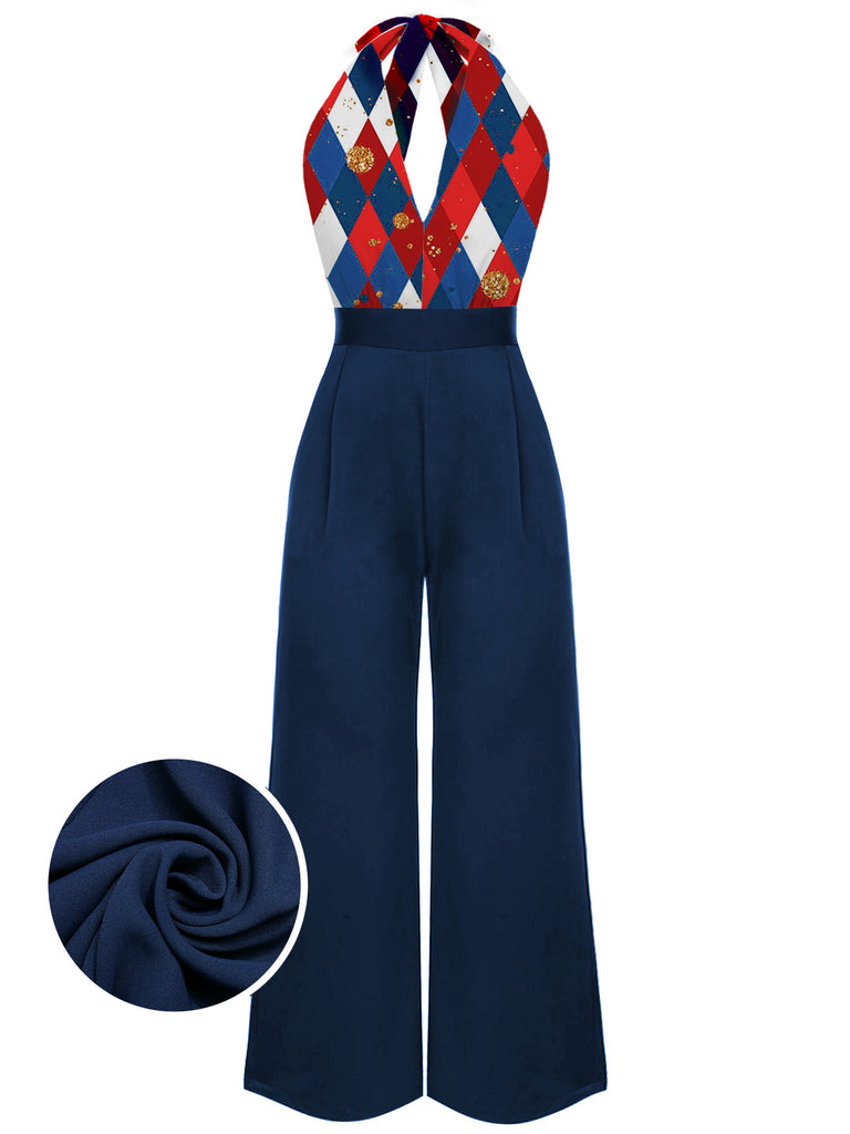 1930s Christmas Plaid Lace Patchwork Jumpsuit — vintage elegance for the modern woman