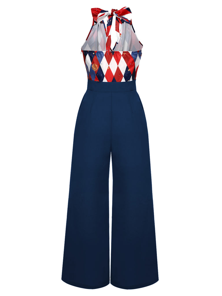 1930s Christmas Plaid Lace Patchwork Jumpsuit — vintage elegance for the modern woman