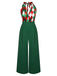 1930s Christmas Plaid Lace Patchwork Jumpsuit: timeless style reimagined