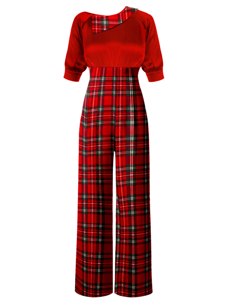 1930s Christmas Plaid Short Sleeved Jumpsuit: timeless style reimagined