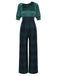1930s Christmas Plaid Short Sleeved Jumpsuit — vintage elegance for the modern woman