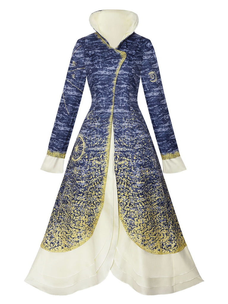 Blue 1930s Stand Collar Madame Morrible Stardust Coat - vintage fashion, retro style