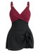1930s Color Block Ribbed One-Piece Swimsuit, vintage swimsuit, retro swimwear, elegant style