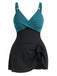 1930s Color Block Ribbed One-Piece Swimsuit, vintage swimsuit, pin-up swimwear, retro beach style, women, elegant