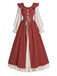 1930s Colorblock Ruffled Lace-Up Renaissance Dress - vintage dress, retro fashion