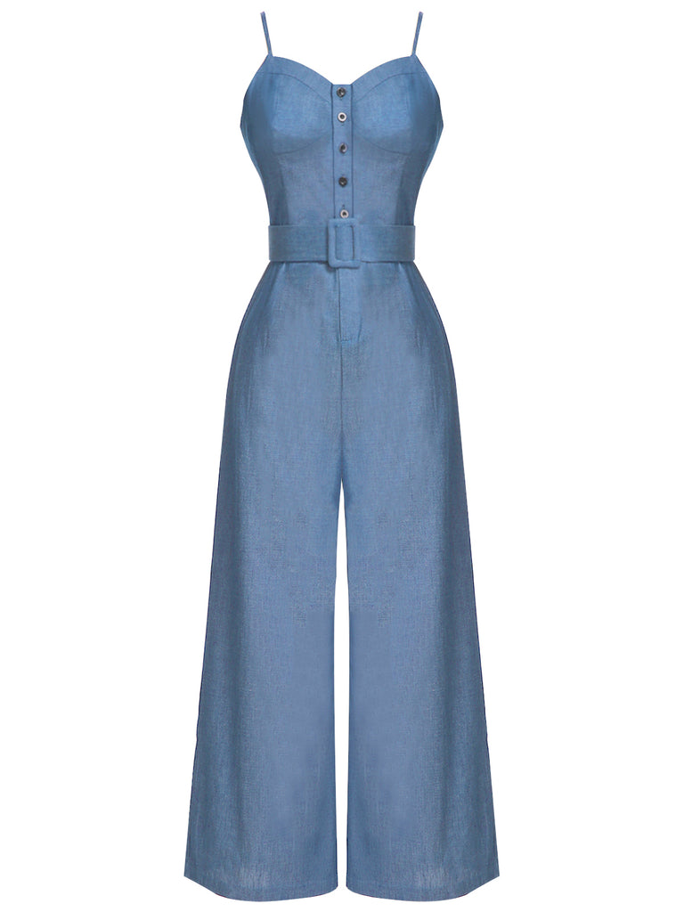 1930s Cowboy Solid Strap Jumpsuit: timeless style reimagined