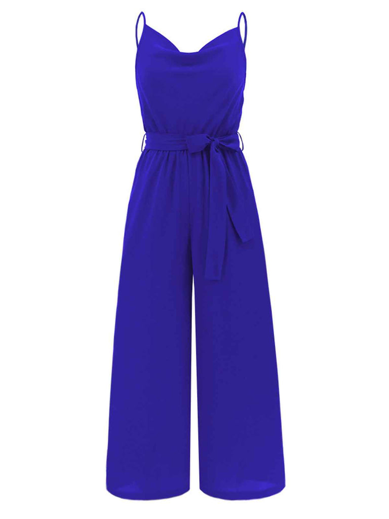 She adds this 1930s Cowl Neck Spaghetti Strap Solid Belted Jumpsuit and suddenly it's 1930s perfection