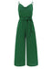 1930s Cowl Neck Spaghetti Strap Solid Belted Jumpsuit — 1930s elegance in the palm of her hand