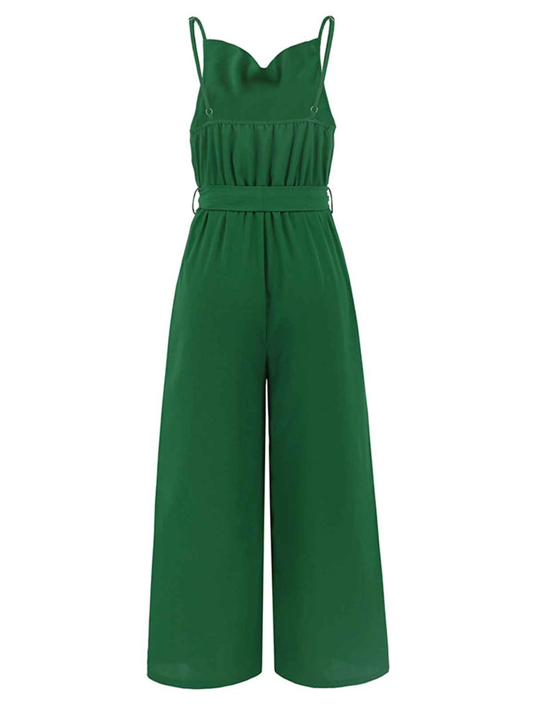 She adds this 1930s Cowl Neck Spaghetti Strap Solid Belted Jumpsuit and suddenly it's 1930s perfection