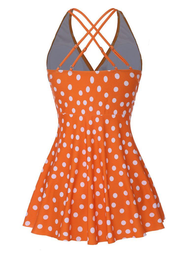 View 9: 1930s 1930s Cross Straps Polka Dots Swimsuit, perfect for retro themed parties, vintage fashion enthusiasts and special occasions