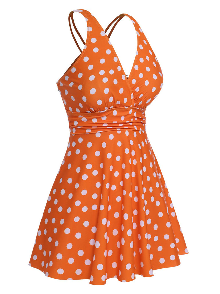 View 10: 1930s 1930s Cross Straps Polka Dots Swimsuit, perfect for retro themed parties, vintage fashion enthusiasts and special occasions