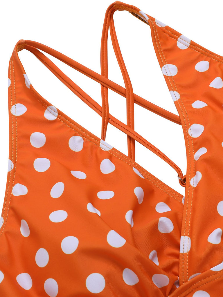 View 13: 1930s 1930s Cross Straps Polka Dots Swimsuit, perfect for retro themed parties, vintage fashion enthusiasts and special occasions